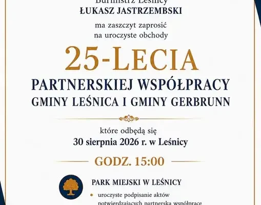 Leśnica i Gerbrunn świętują 25-lecie partnerstwa – zaproszenie na jubileusz