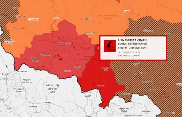 Ostrzeżenie 3. stopnia przed silnym deszczem i burzami na Dolnym Śląsku