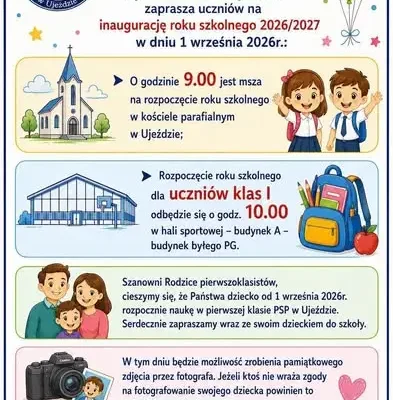 Inauguracja roku szkolnego 2026/2027 w Ujeździe – zaproszenie dla uczniów i rodziców