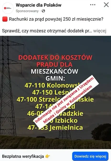 Uwaga na fałszywe informacje o wsparciu finansowym – Gmina Kolonowskie ostrzega