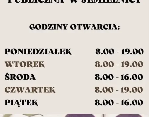 Gminna Biblioteka w Jemielnicy wraca do stałych godzin otwarcia