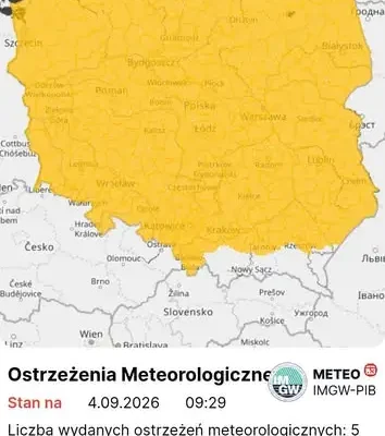 Ostrzeżenia IMGW: intensywne opady deszczu i silny wiatr