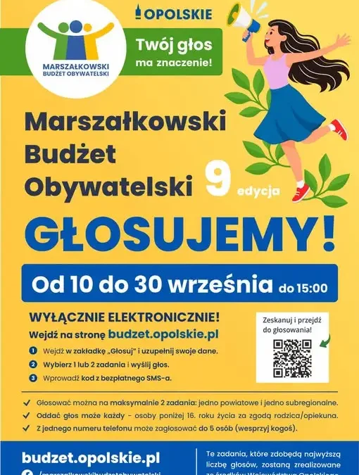 Marszałkowski Budżet Obywatelski Opolskiego: trwa głosowanie na projekty mieszkańców