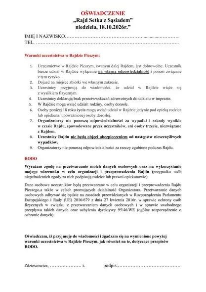 IV rajd pieszy „Setka z sąsiadem” – Leśnica zaprasza na wspólne wędrowanie