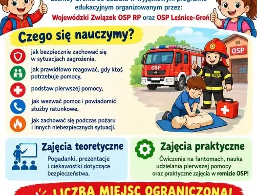Jestem mały, wiem więcej – program bezpieczeństwa dla najmłodszych w Leśnicy Groniu