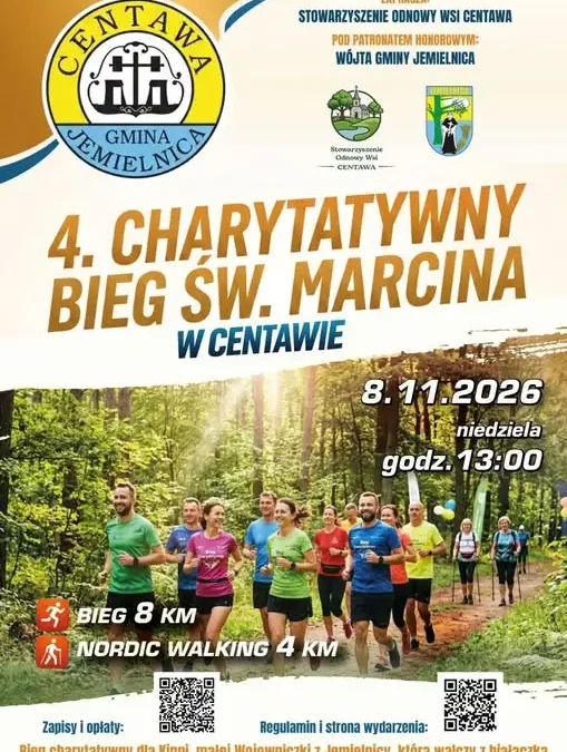 IV Charytatywny Bieg Świętego Marcina w Centawie – pobiegną dla Kingi