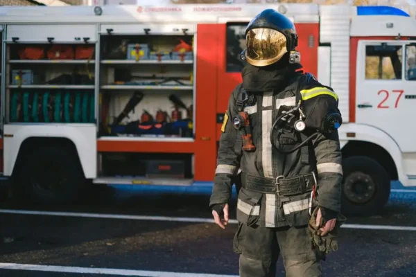 OSP Kolonowskie usuwa gniazdo szerszeni z drzewa