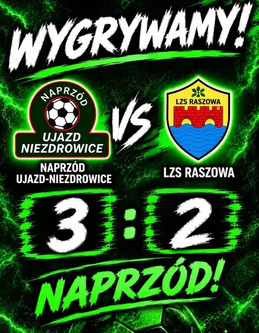 Naprzód Ujazd-Niezdrowice wygrywa 3:2 z LZS Raszowa po emocjonującym pościgu