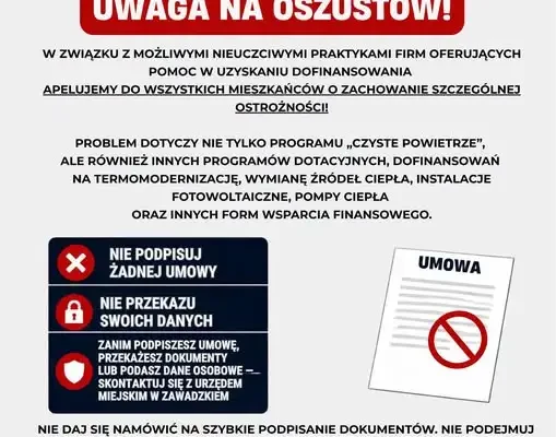 Ostrzeżenie dla mieszkańców gminy Zawadzkie: uwaga na fałszywe oferty dotacji i szybkich umów