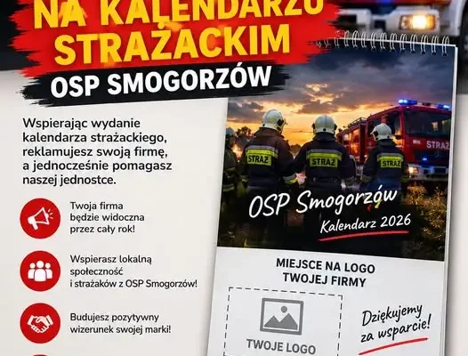 OSP Smogorzów zaprasza firmy do wsparcia kalendarza strażackiego 2026