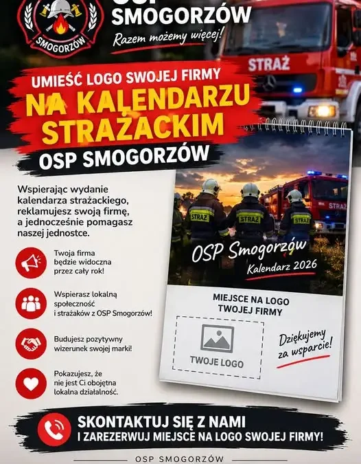 OSP Smogorzów zaprasza firmy do wsparcia kalendarza strażackiego 2026