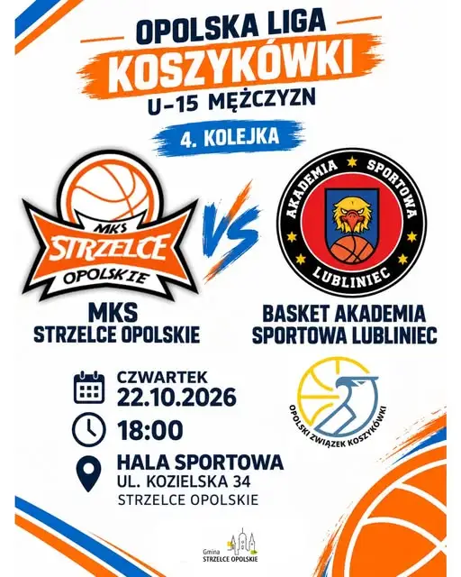 Opolska Liga Koszykówki U-15: MKS Strzelce Opolskie zagra z Basket Akademią Sportową Lubliniec