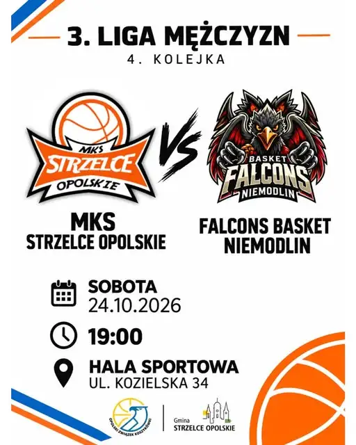 MKS Falcons Basket Strzelce Opolskie zagra u siebie z Niemodlinem w 4. kolejce 3. ligi