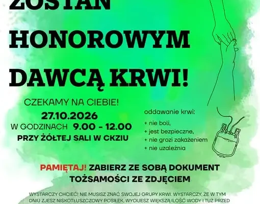 Honorowe oddawanie krwi w Strzelcach Opolskich – 27 października 2026