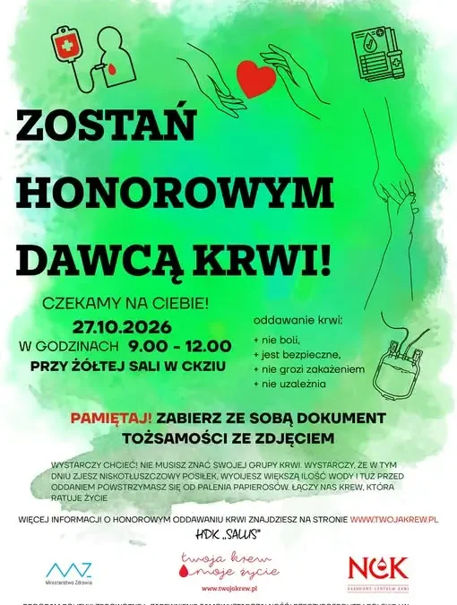 Honorowe oddawanie krwi w Strzelcach Opolskich – 27 października 2026